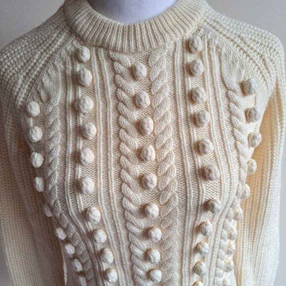 NEW Veronica Beard 100% Wool Ivory Hamilton Popcorn Sweater Size XS - Picture 2 of 16